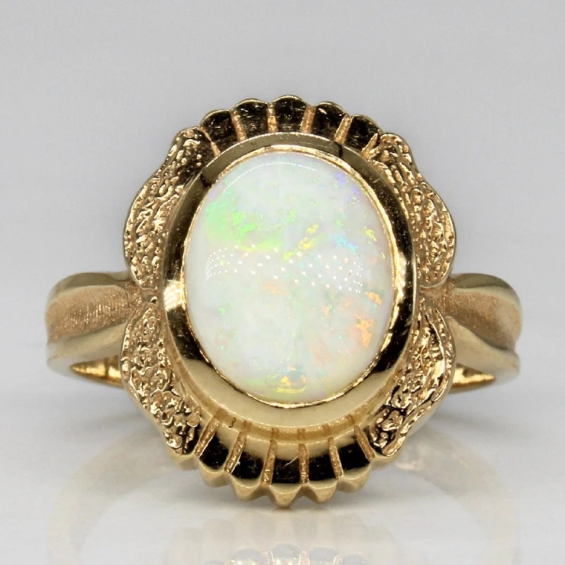 Dainty Floral Jewelry For Feminine Elegance Opal Cocktail Ring | 1.50ct | SZ 6.5 |