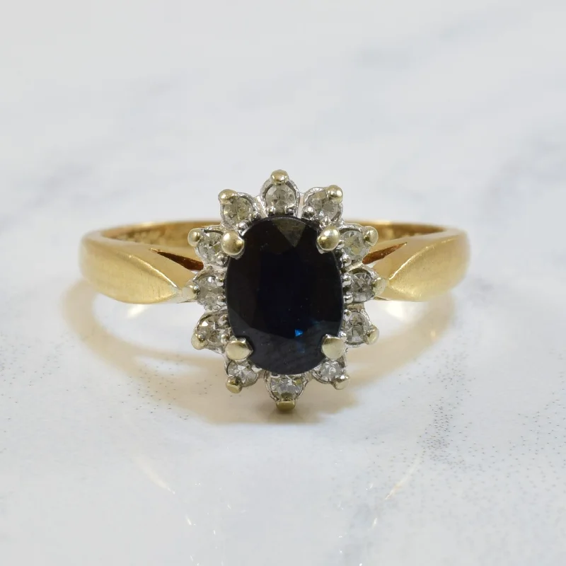 Best Jewelry Sale – Shop Exclusive Designs Now Blue Sapphire & Diamond Halo Ring | 0.84ct, 0.07ctw | SZ 6 |