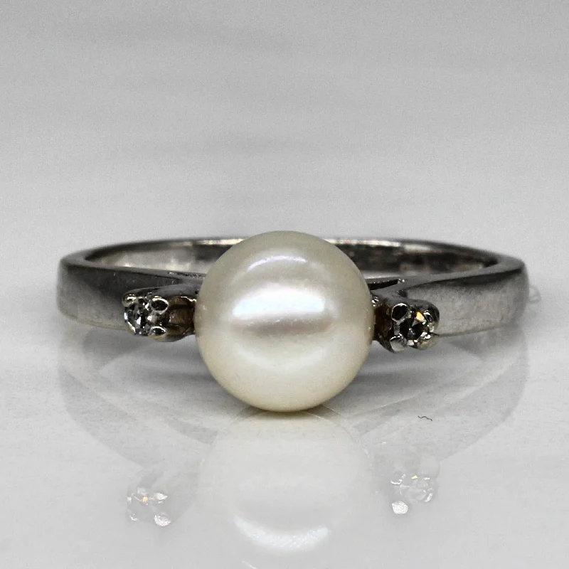 Luxury Jewelry Sale – Sparkle For Less Pearl & Diamond Ring | 0.02ctw | SZ 5.5 |