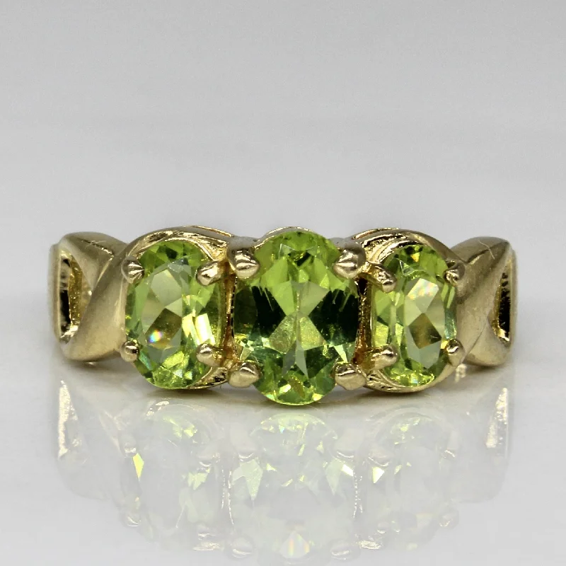 Glamorous Jewelry, Glamorous Deals – Shop Now Three Stone Peridot Ring | 1.35ctw | SZ 7.25 | Glamorous Jewelry, Glamorous Deals – Shop Now Three Stone Peridot Ring | 1.35ctw | SZ 7.25 |