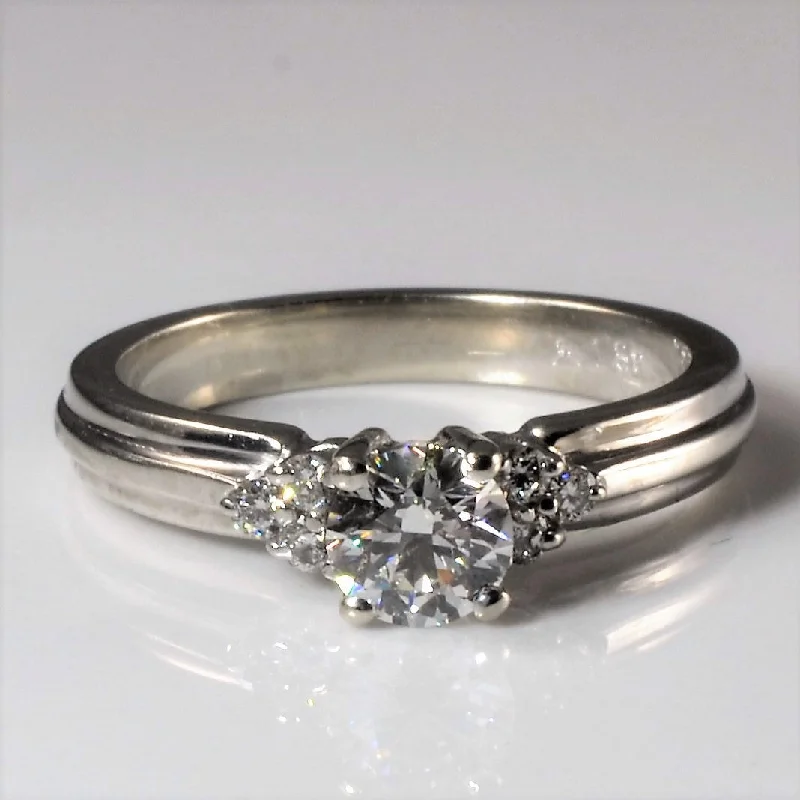 Customized Silver Jewelry For Unique Style Trilogy Accented Diamond Engagement Ring | 0.64ctw | SZ 6.75 |