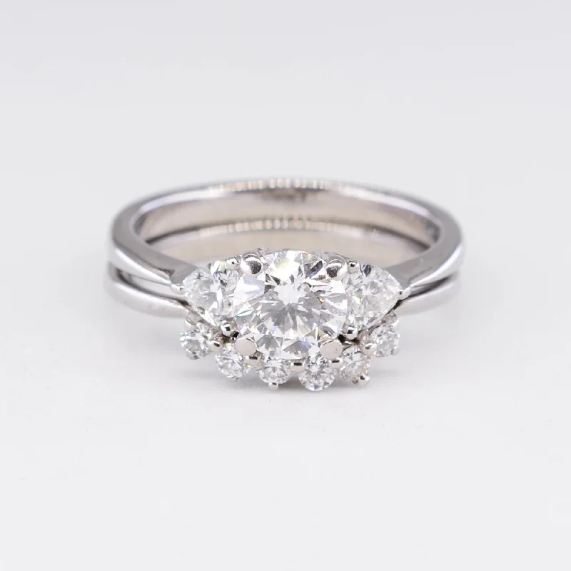 Upgrade Your Jewelry Collection For Less Three Stone Diamond Engagement Ring Set with Heart Diamonds | 1.37ctw | SZ 5.5 | AGS Certified