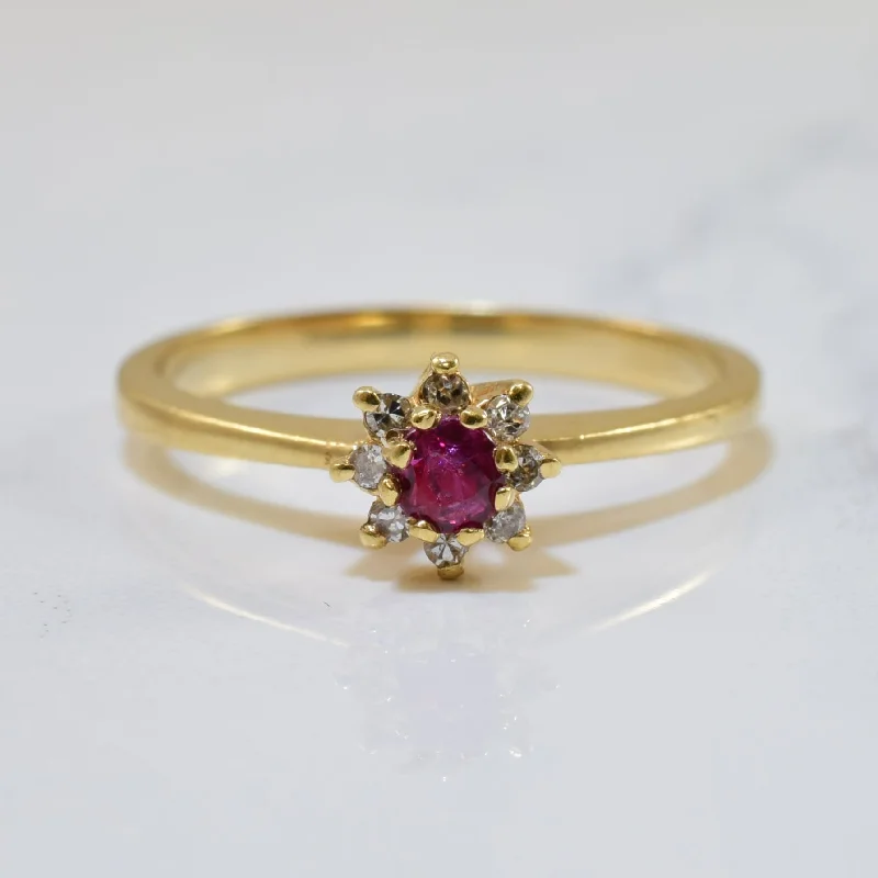 Everyday Jewelry Essentials Now On Sale Ruby & Diamond Halo Ring | 0.12ct, 0.05ctw | SZ 6 |
