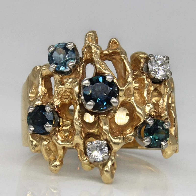 Versatile Layering Jewelry For Effortless Chic Abstract Sapphire & Diamond Ring | 0.90ctw, 0.16ctw | SZ 7.75 | Versatile Layering Jewelry For Effortless Chic Abstract Sapphire & Diamond Ring | 0.90ctw, 0.16ctw | SZ 7.75 |