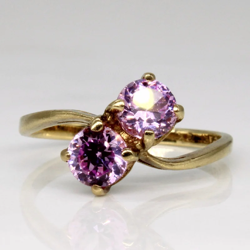 Elegant Jewelry Pieces At Unbelievable Prices Toi et Moi Synthetic Pink Sapphire Ring | 1.00ctw | SZ 6.5 |