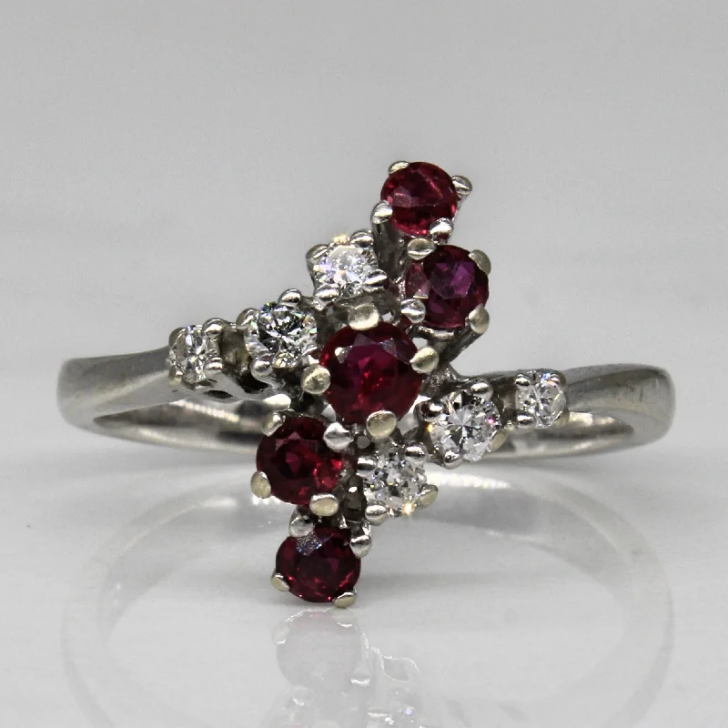 Premium Jewelry, Premium Discounts – Act Fast Synthetic Ruby & Diamond Waterfall Ring | 0.50ctw, 0.15ctw | SZ 8 | Premium Jewelry, Premium Discounts – Act Fast Synthetic Ruby & Diamond Waterfall Ring | 0.50ctw, 0.15ctw | SZ 8 |