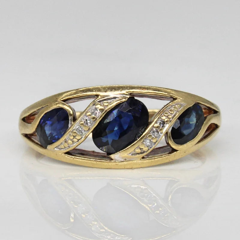 Last Chance To Shop High-End Jewelry At Markdown Prices Synthetic Sapphire & Diamond Cross Over Ring | 1.10ctw, 0.02ctw | SZ 7 | Last Chance To Shop High-End Jewelry At Markdown Prices Synthetic Sapphire & Diamond Cross Over Ring | 1.10ctw, 0.02ctw | SZ 7 |