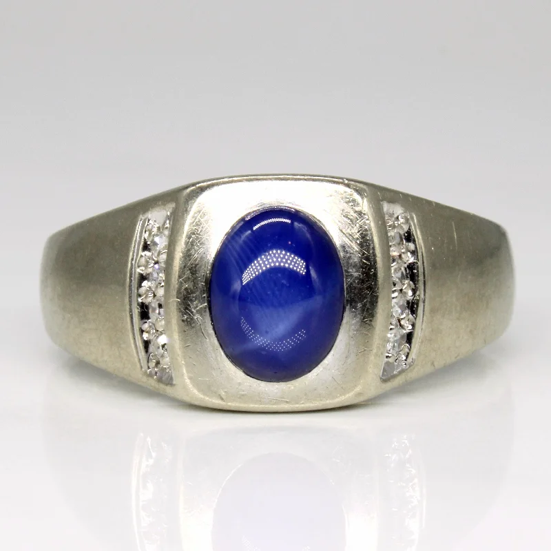 Last Chance To Grab Your Favorite Jewelry At A Discount Synthetic Star Sapphire & Diamond Ring | 2.10ct, 0.08ctw | SZ 12.75 |