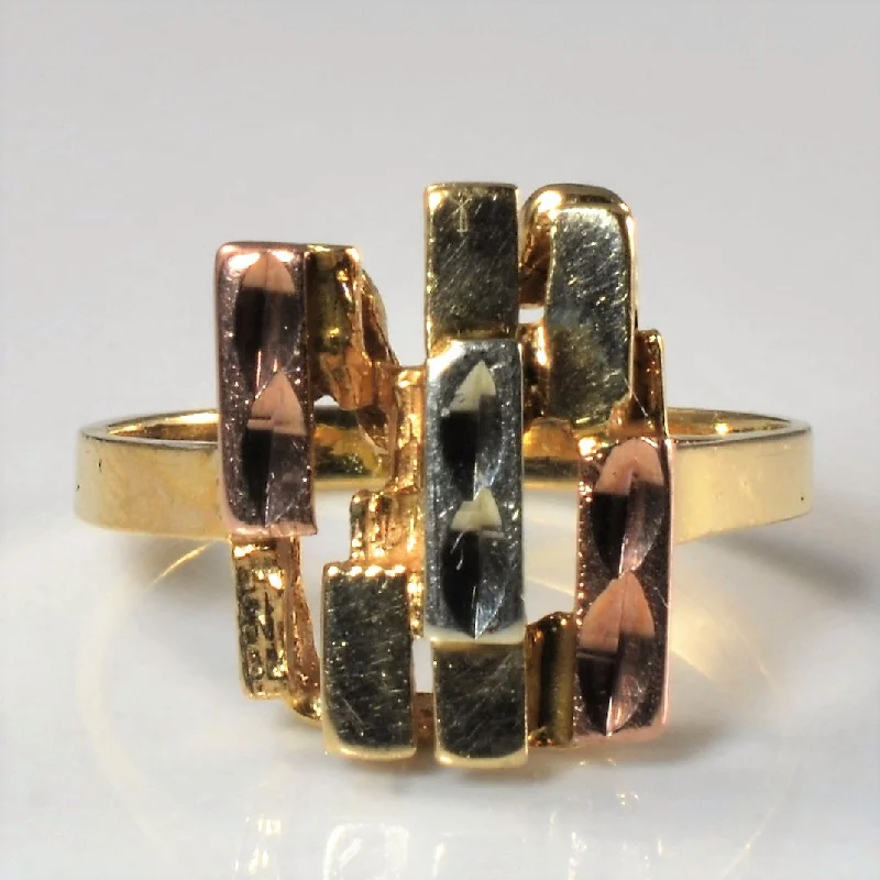 Shop Handcrafted Jewelry At Special Promotional Rates Hammered Tri Tone Cocktail Ring | SZ 4.75 | Shop Handcrafted Jewelry At Special Promotional Rates Hammered Tri Tone Cocktail Ring | SZ 4.75 |