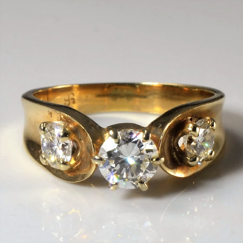Affordable Luxury Jewelry For Every Occasion Low Profile Three Stone Diamond Ring | 0.99ctw | SZ 6.75 |