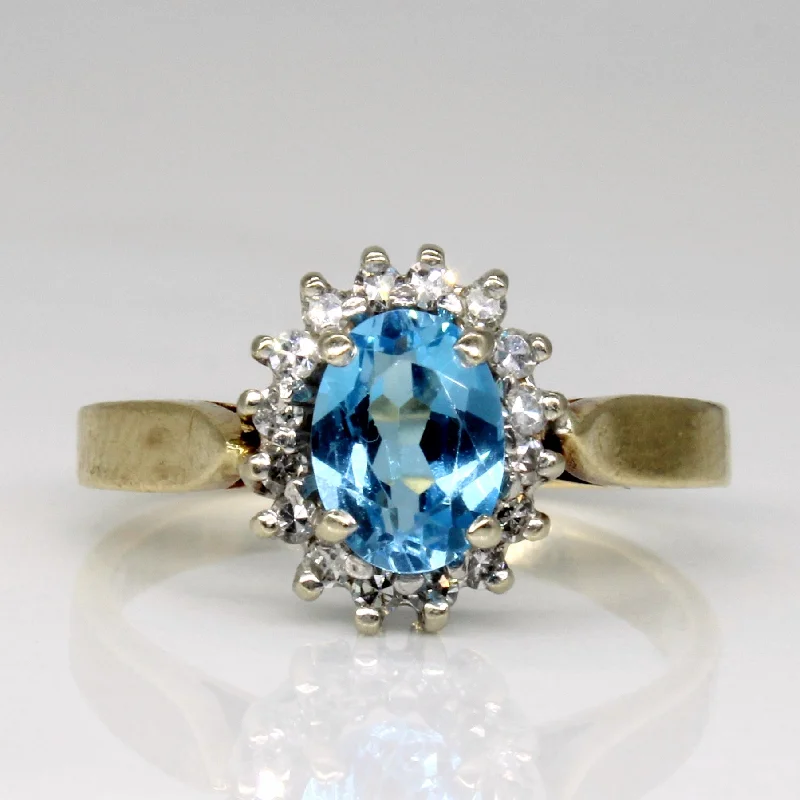 Shop Fine Jewelry With Exclusive Savings Blue Topaz & Diamond Halo Ring | 0.78ct, 0.16ctw | SZ 6.5 |
