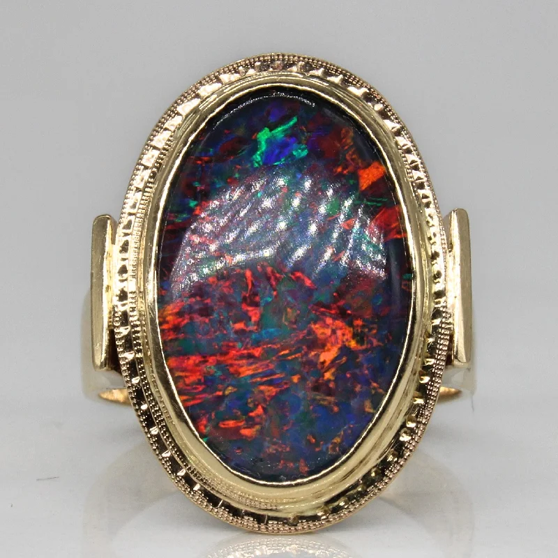 Bohemian-Inspired Jewelry For Free-Spirited Fashion Triplet Opal Cocktail Ring | 4.50ct | SZ 6.75 | Bohemian-Inspired Jewelry For Free-Spirited Fashion Triplet Opal Cocktail Ring | 4.50ct | SZ 6.75 |