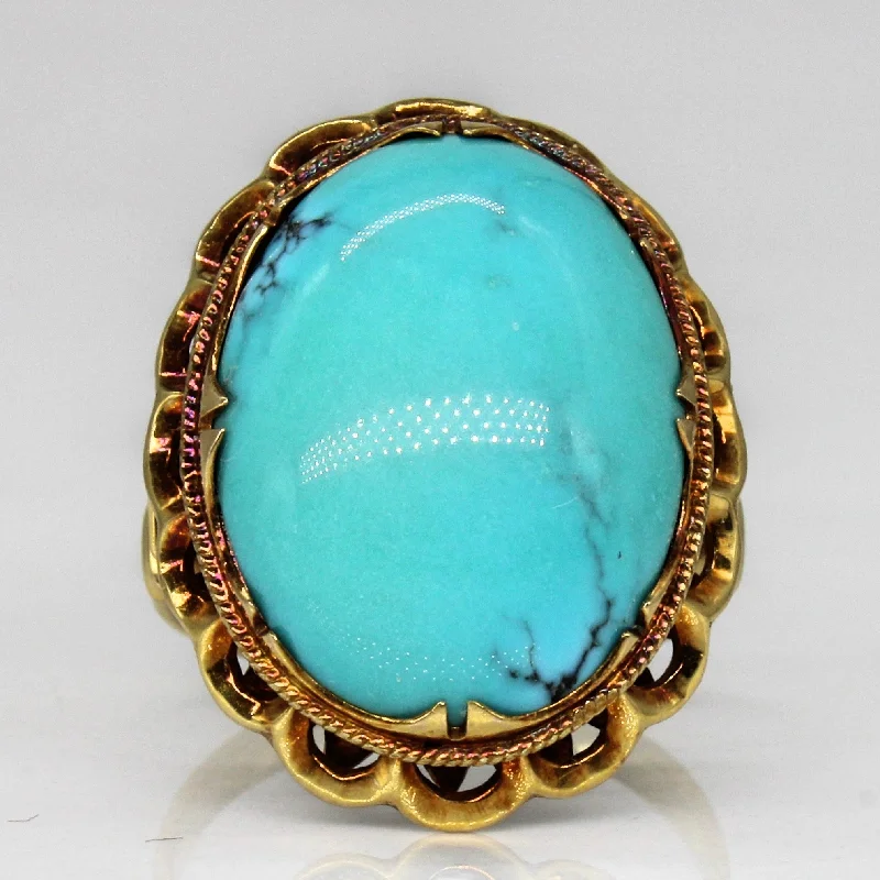 Modern Statement Jewelry For Bold Styling Turquoise Cocktail Ring | 12.20ct | SZ 5.75 | Modern Statement Jewelry For Bold Styling Turquoise Cocktail Ring | 12.20ct | SZ 5.75 |