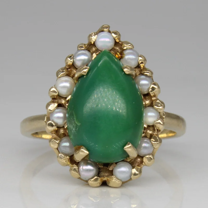 Premium Jewelry Now Available At Special Discounts Turquoise Cabochon & Pearl Cocktail Ring | 4.00ct | SZ 8.25 |