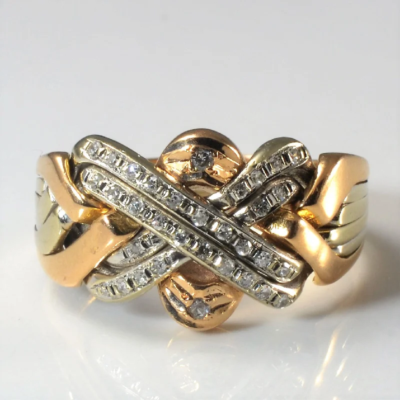 Glamorous Jewelry, Glamorous Deals – Shop Now Two Tone Diamond Puzzle Ring | 0.17ctw | SZ 12.25 | Glamorous Jewelry, Glamorous Deals – Shop Now Two Tone Diamond Puzzle Ring | 0.17ctw | SZ 12.25 |