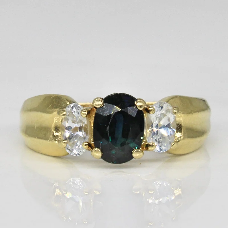 Handmade Pearl Jewelry For Timeless Elegance Three Stone Blue & White Sapphire Ring | 1.55ctw | SZ 7 | Handmade Pearl Jewelry For Timeless Elegance Three Stone Blue & White Sapphire Ring | 1.55ctw | SZ 7 |