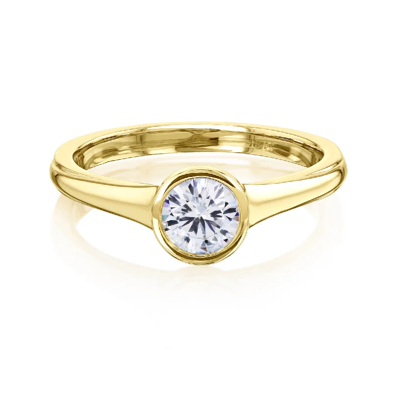 Bohemian-Inspired Jewelry For Free-Spirited Fashion 0.5ct Round Low Bezel Ring