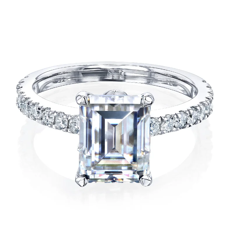 Premium Jewelry At Special Low Prices For A Limited Time 2.45ct Emerald Forever One Moissanite Tulip Head Ring