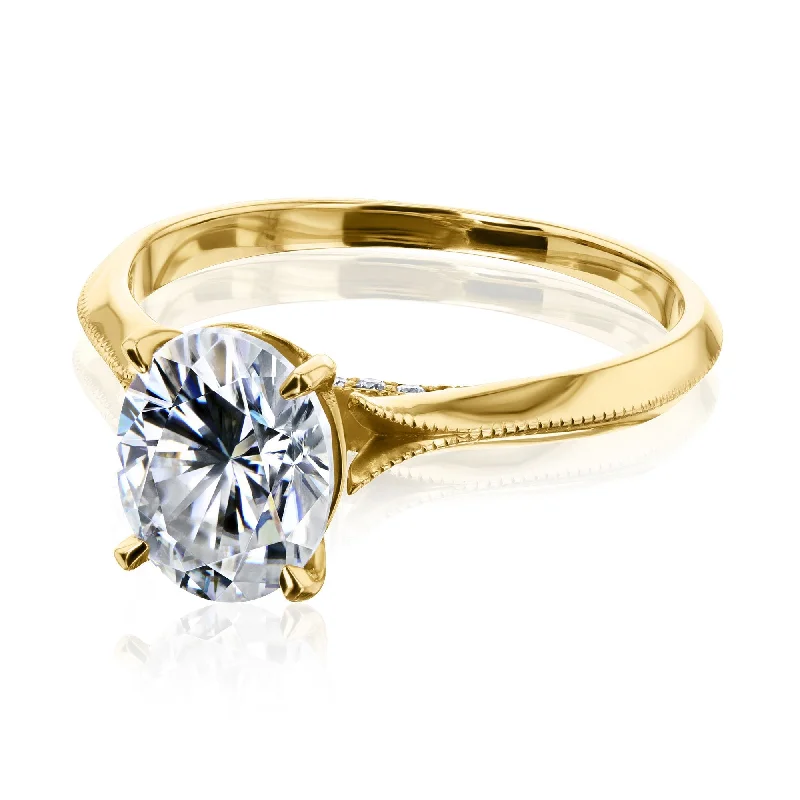 Huge Markdowns On Premium Jewelry Styles 2.10ct Oval Moissanite & Diamond Bridge Knife-edge Engagement Ring