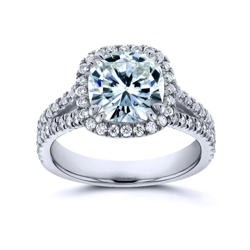 Timeless Jewelry At Special Discount Rates 2-1/2ct.tw Cushion Moissanite & Diamond Halo Split-shank