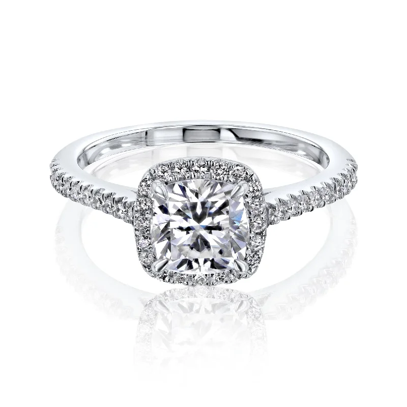 Exclusive Gemstone Jewelry At Special Prices Cushion Moissanite Floating Halo Ring