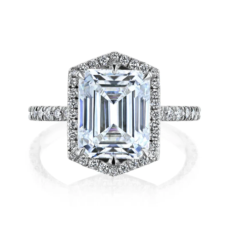 Limited-Stock Jewelry Clearance – Grab Your Favorites Now Edda - XL - Hexagon Halo Emerald Moissanite