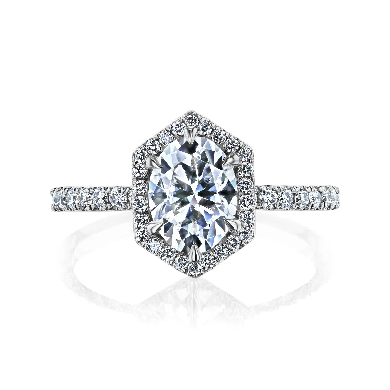Discounted Luxury Jewelry – Shine Without The Splurge Omala - Hexagon Halo Oval Moissanite
