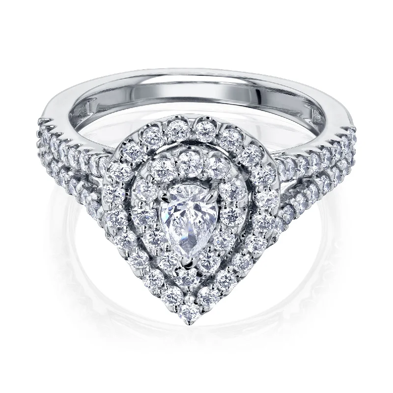 Limited-Time Jewelry Sale – Elegant Styles At Less Pear Cluster Double Halo Split Shank Ring