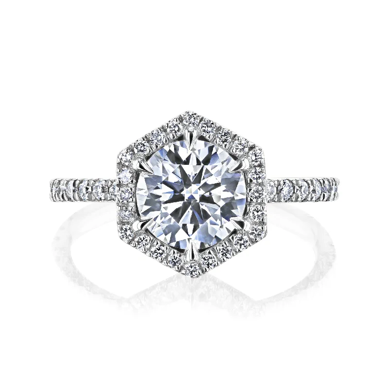 Unmissable Discounts On Timeless Jewelry Pieces Reese - Hexagon Halo Round Moissanite