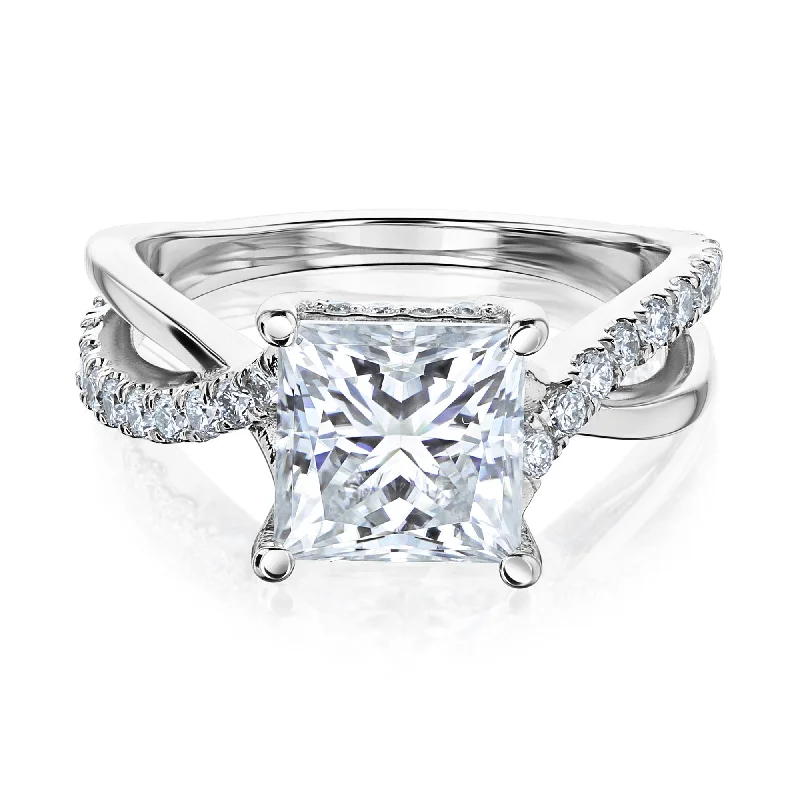 Jewelry Sale – Exclusive Styles At Lower Prices Ribbon Ring - Princess Moissanite & Diamond