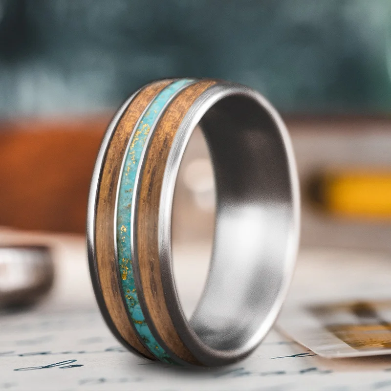 Trending Jewelry Now At Unbeatable Prices Custom Design - 3-Inlay Narrow Center Ring UCDGjD4IcTlUbTc6fSjbb3JC
