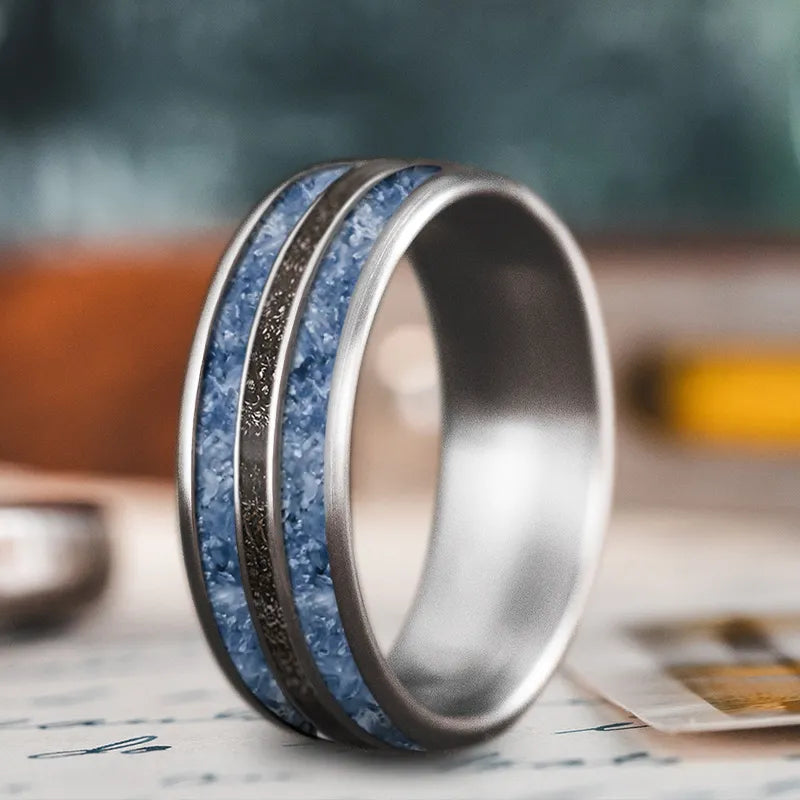 Shop Handcrafted Jewelry At Special Promotional Rates Custom Design - 3-Inlay Narrow Center Ring UcMAhBT-7toTBh2ajpy8_40w