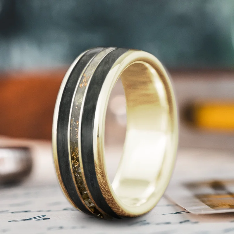 Last Chance To Shop High-End Jewelry At Markdown Prices Custom Design - 3-Inlay Narrow Center Ring ul_8pnXB6Uah9Og6k_-EwaZr