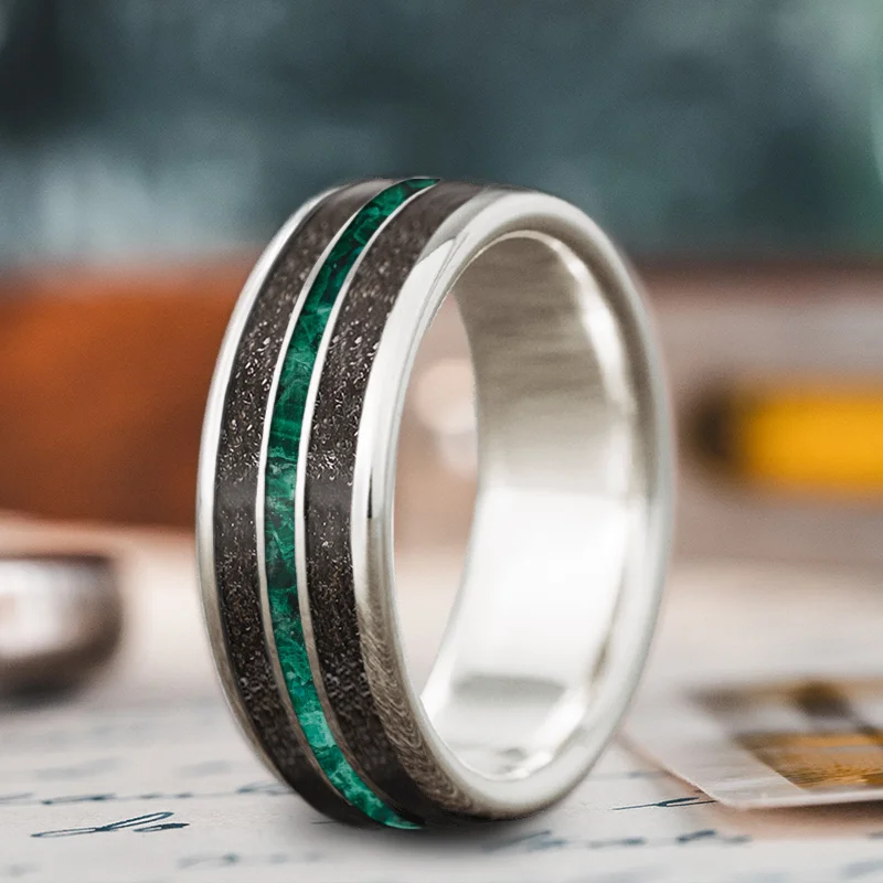 Elevate Your Outfit With Discounted Statement Jewelry Custom Design - 3-Inlay Narrow Center Ring UYRZJhioVsmMMaY_QTDcG912