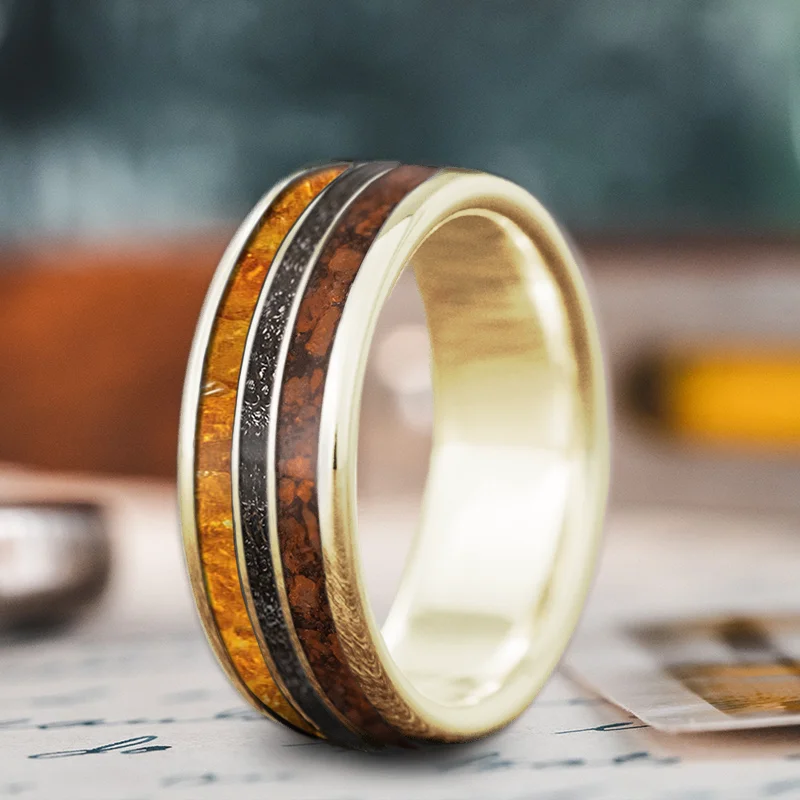 Timeless Jewelry Styles At Wallet-Friendly Prices Custom Design - 3-Inlay Narrow Center Ring V4eSN0wayPWbHHw1eYbk5g7d