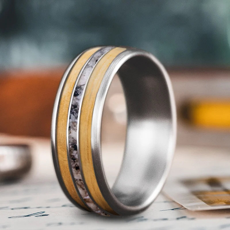 Fashion-Forward Jewelry At Exclusive Discounts Custom Design - 3-Inlay Narrow Center Ring vHDlSZ2gtZjrx6H91vf7P-M1