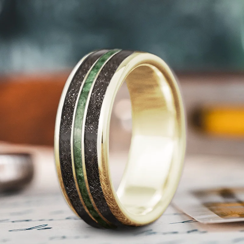 Buy More, Save More On Stunning Jewelry Pieces Custom Design - 3-Inlay Narrow Center Ring Vhud7x5i-vOyVNCQIFmPemCJ