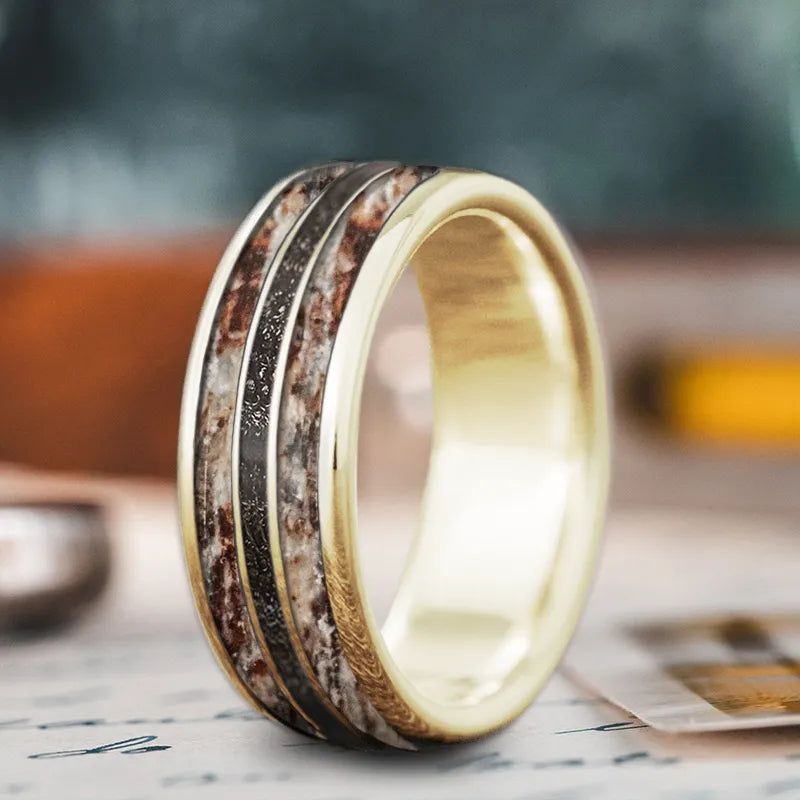 Luxury Handcrafted Jewelry For Elegant Looks Custom Design - 3-Inlay Narrow Center Ring vOF1ppllQdCs8bdp8AHqtTsl