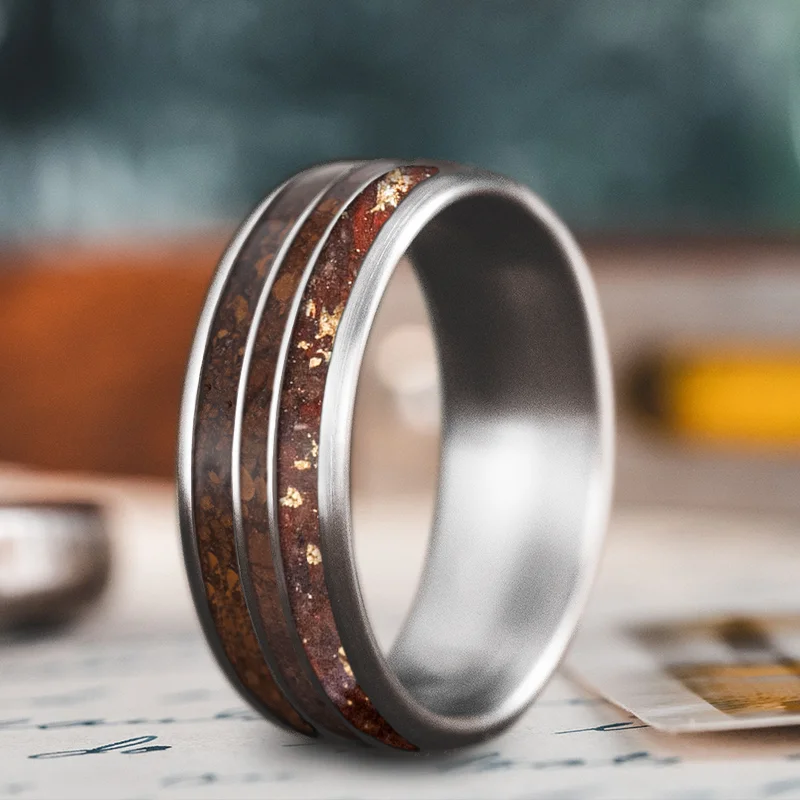 Affordable Gold-Plated Jewelry For Modern Fashion Custom Design - 3-Inlay Narrow Center Ring vPz9dde-jp2Ld3cg1hBJWwx5