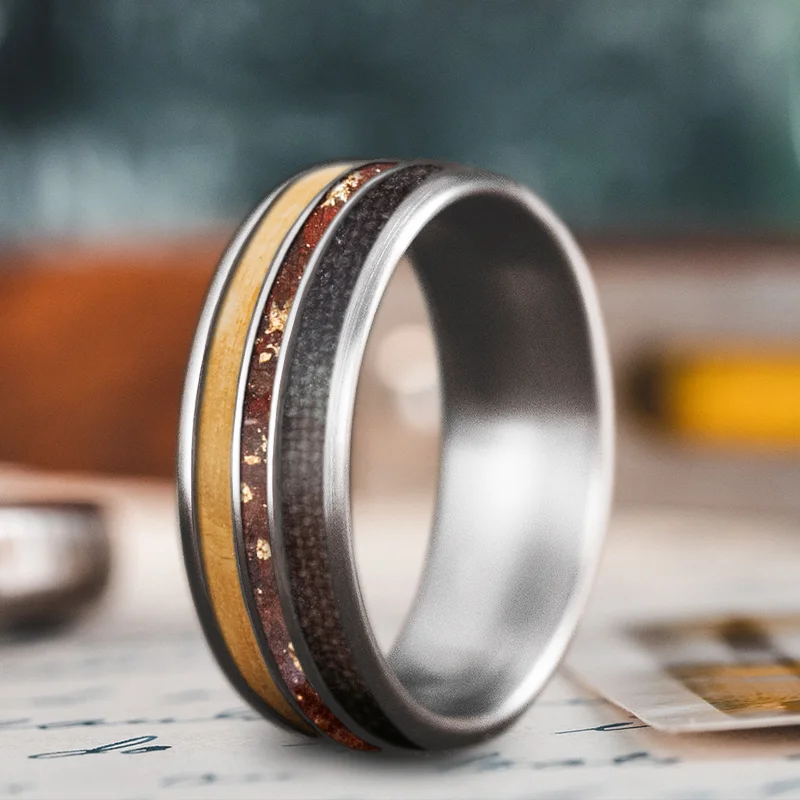 Eco-Friendly Sustainable Jewelry For Conscious Buyers Custom Design - 3-Inlay Narrow Center Ring vZEGCwnDenP4yWZi-HfS08vo