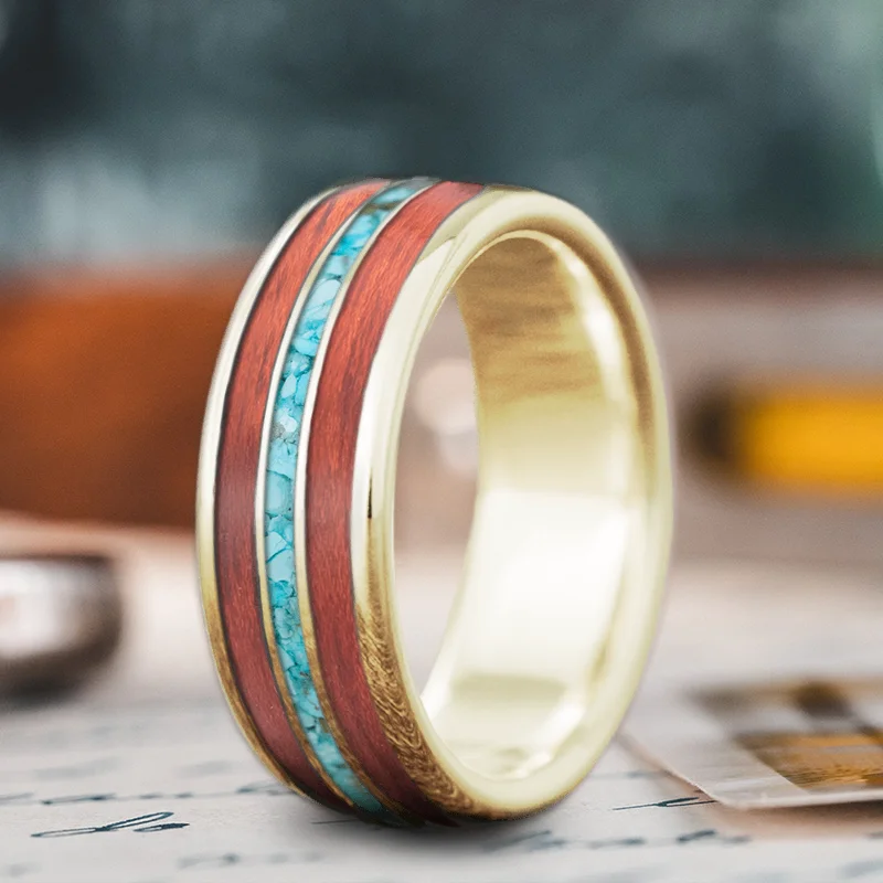 Exclusive Online Discounts On Stylish Jewelry Custom Design - 3-Inlay Narrow Center Ring wg-FnRn3Vjz1uPqH1LZxQfO7
