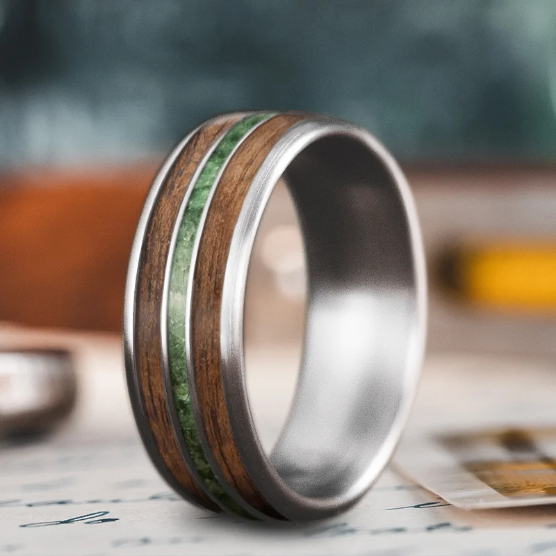 Special Offers On Handcrafted And Designer Jewelry Custom Design - 3-Inlay Narrow Center Ring wksEZkR9wfIimq8r4o23lL0L