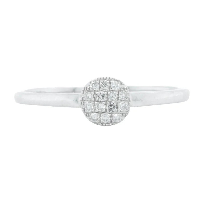 The Perfect Jewelry Piece At The Perfect Discount Dana Rebecca 14k White Gold Single Cut Diamond Pave Disc Ring 0.13ctw sz 7.25