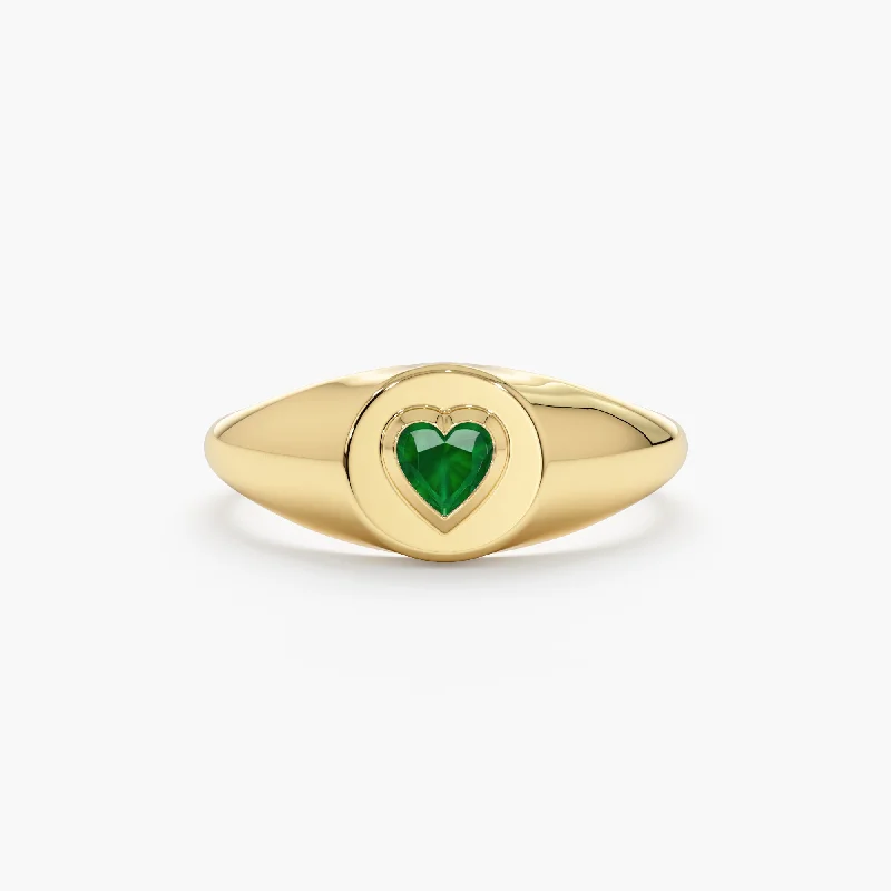 Once-A-Year Jewelry Deals – Shop Before They’Re Gone Emerald Heart Signet Ring, Lilliana