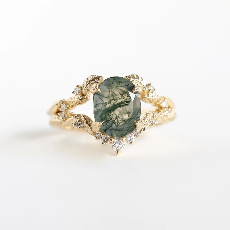 Don't Miss These Dazzling Jewelry Discounts Leaf Moss Agate Ring Set