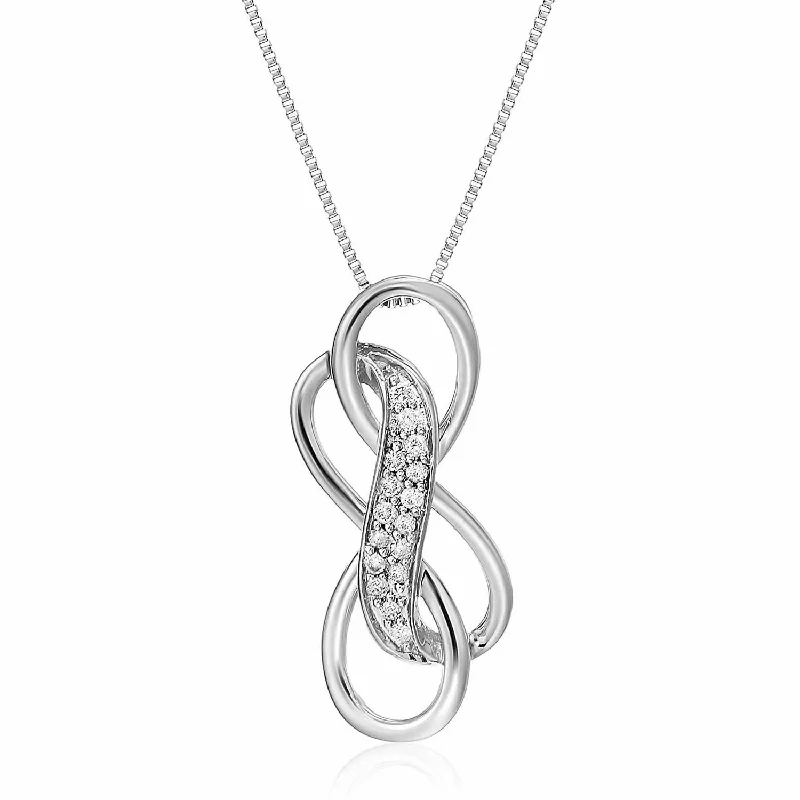 Huge Markdowns On Premium Jewelry Styles 1/10 cttw Diamond Double Infinity Pendant 10K White Gold with 18 Inch Chain Huge Markdowns On Premium Jewelry Styles 1/10 cttw Diamond Double Infinity Pendant 10K White Gold with 18 Inch Chain