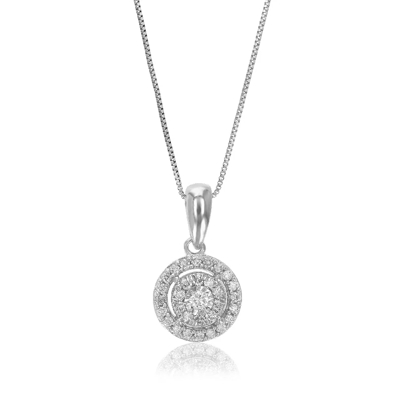 1/6 cttw Lab Grown Diamond Pendant Necklace .925 Sterling Silver 1/3 Inch With 18 Inch Chain