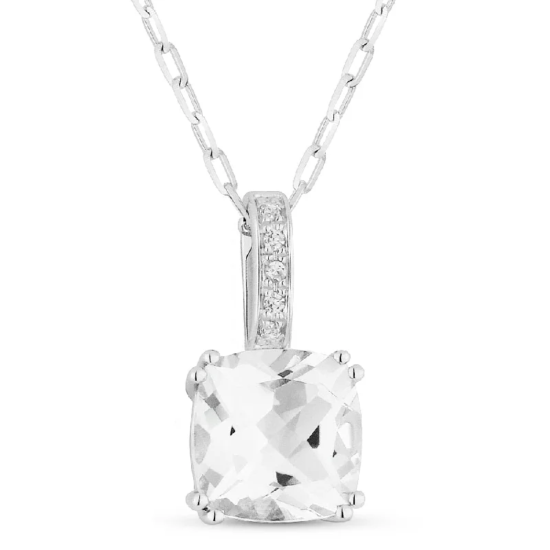 1.72Ct White Topaz 16"pendant Necklace In 14K White Gold