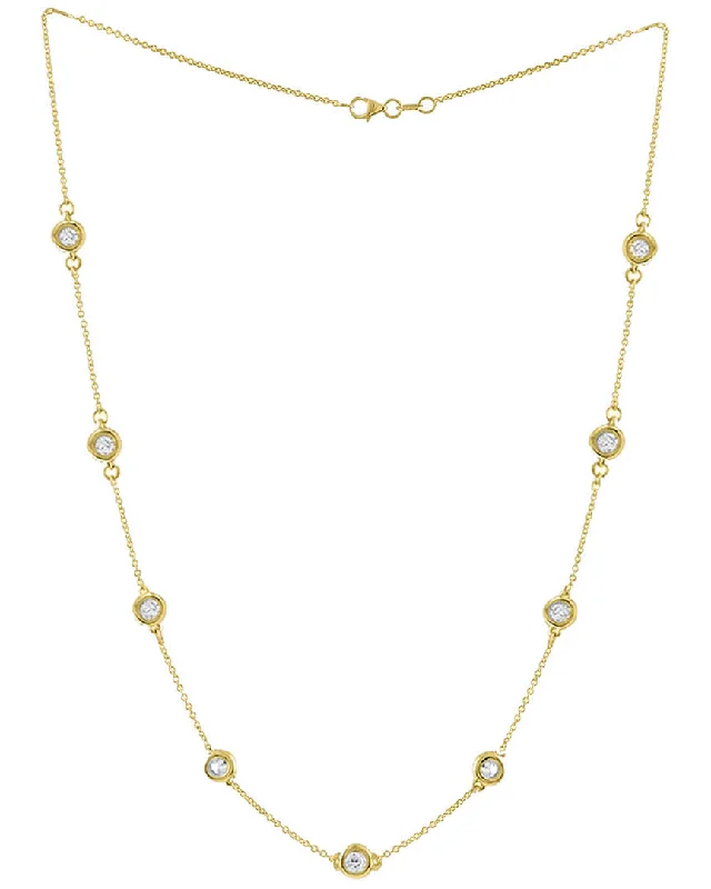 Make Your Outfit Shine With Discounted Jewelry 14 kt yellow gold, 18" diamonds-by-the-yard necklace featuring 2.25 cts tw white round diamonds