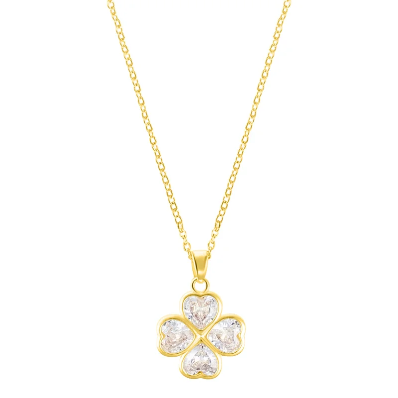 Shop Dazzling Jewelry At The Best Prices 14k Gold Plated Adjustable Clear Crystal Heart Clover Necklace Shop Dazzling Jewelry At The Best Prices 14k Gold Plated Adjustable Clear Crystal Heart Clover Necklace